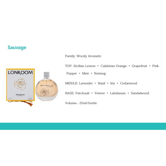 LONKOOM BRILLIANT LIFE Perfume for Women 25ml, Woody Aromatic Long‑Lasting Eau De Parfum Spray